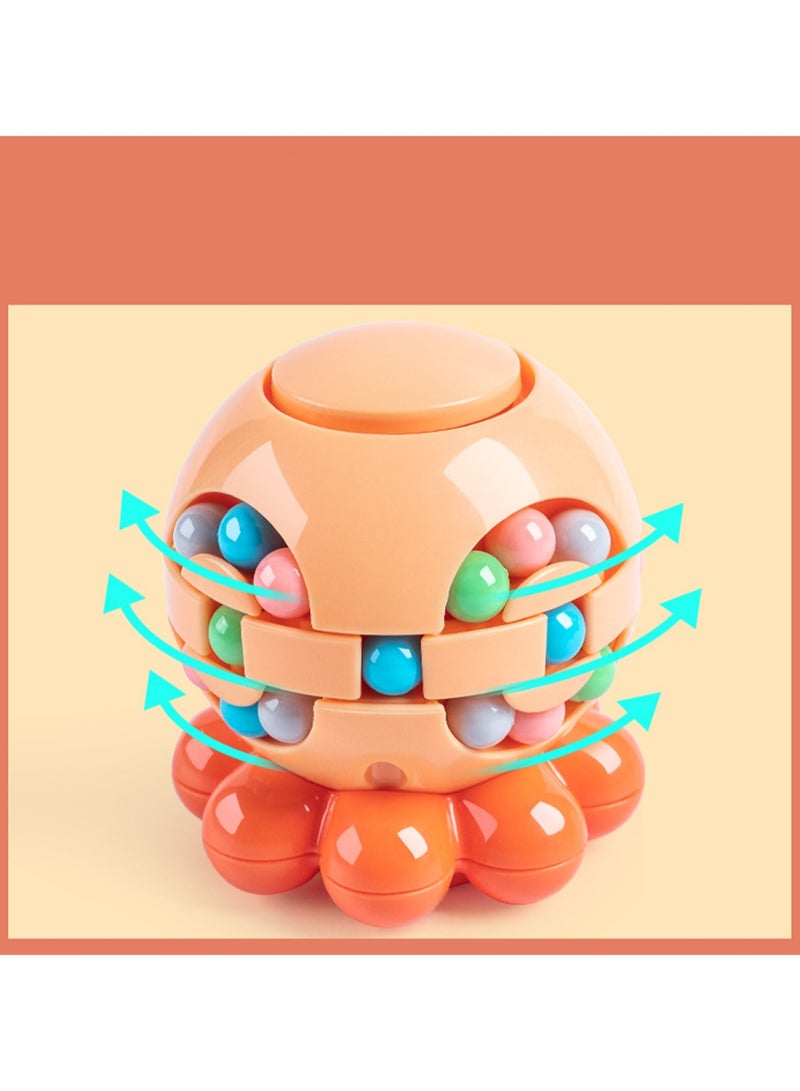 لعبة كرة دوارة على شكل مكعب روبيك تعليمي للأطفال، لعبة الفاصوليا السحرية الذكية بأطراف الأصابع، كرة دوارة لتخفيف الضغط (اللون البرتقالي) - Image 3